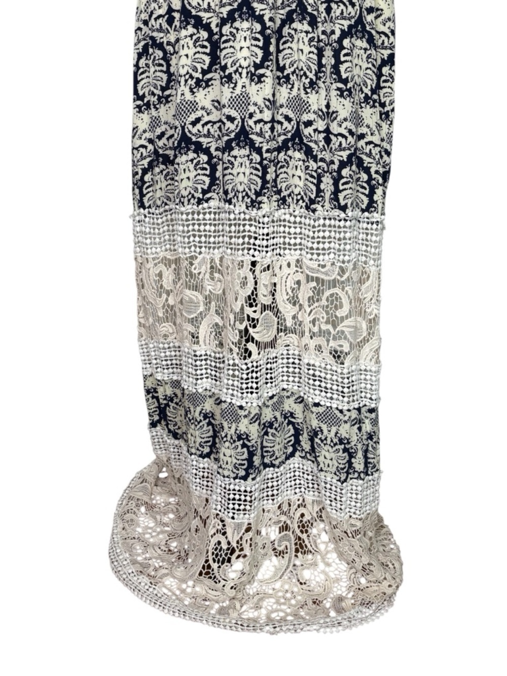 Anthropologie Sunday in Brooklyn Blue & Cream Lace Boho Maxi Dress • Small - Picture 4 of 10